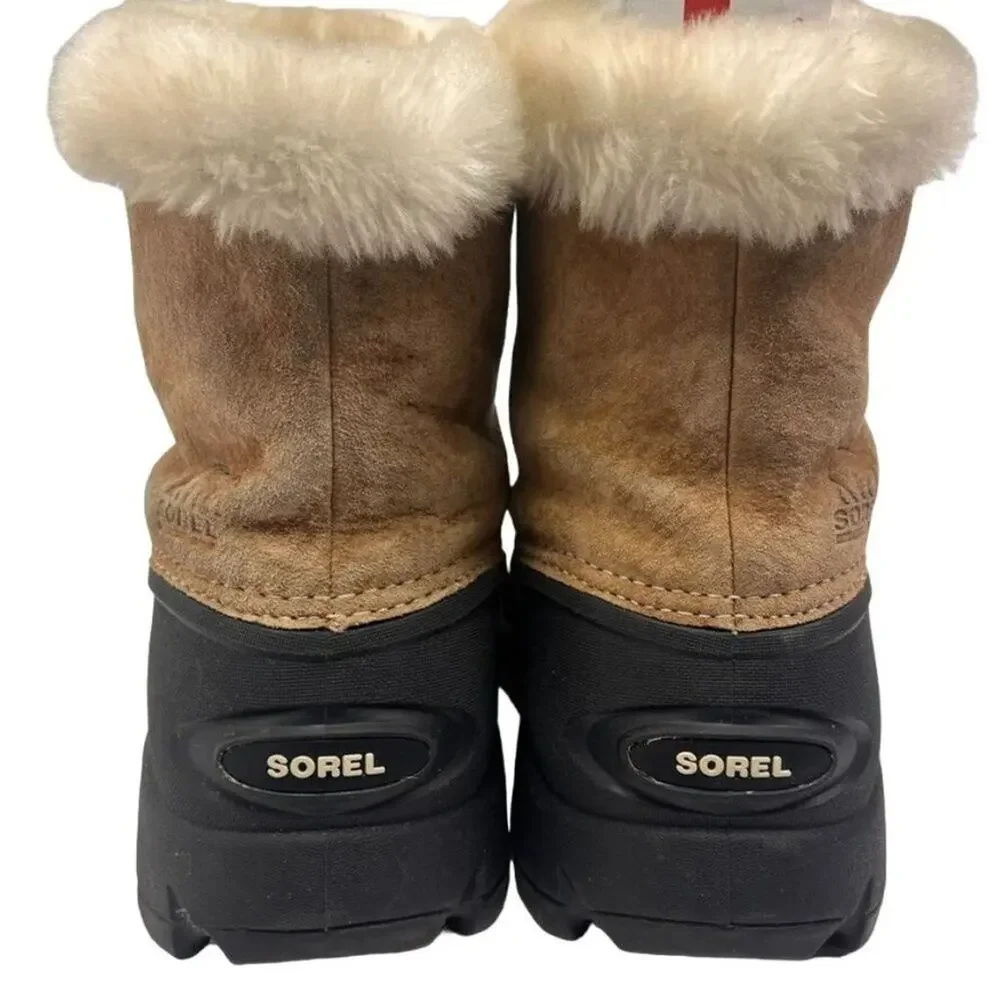 SOREL Snow /Rain Boots Womens Sz 6 Black & Tan Short Zip Suede